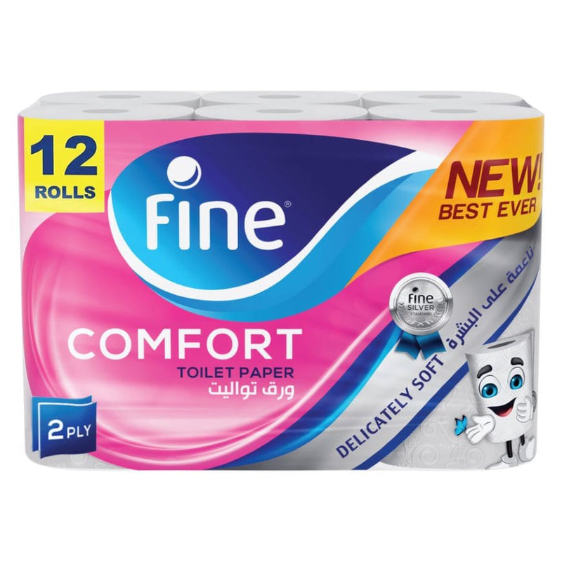 Fine Comfort Toilet Tissue 12 Rolls 180 Sheets x  2 Ply