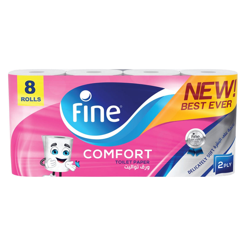 Fine Comfort Toilet Tissue 8 Rolls 180 Sheets x  2 Ply