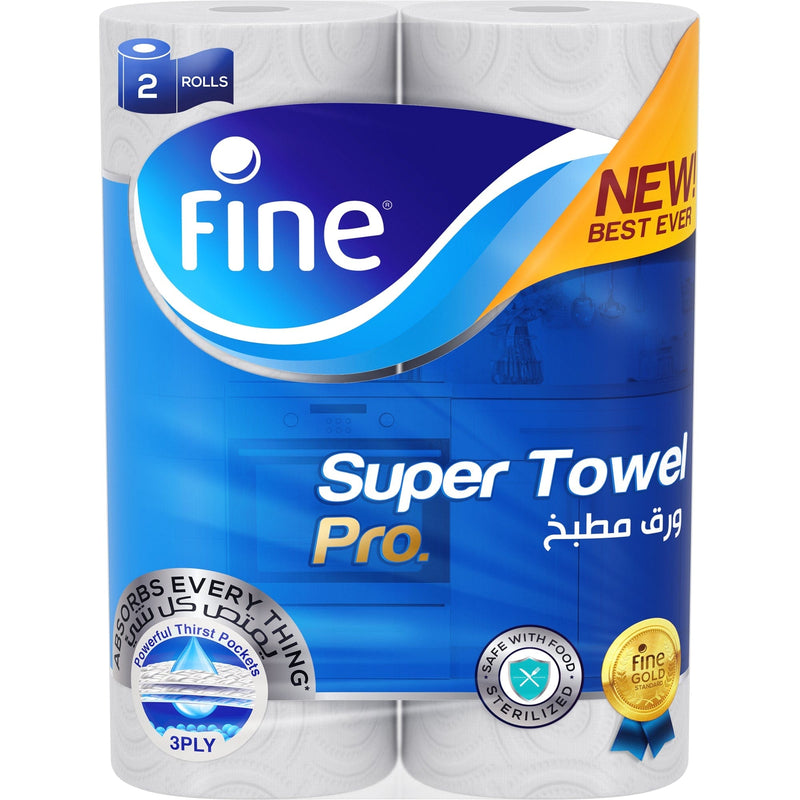 Fine Super Towel Pro Kitchen paper, 2 Rolls 60 Sheets x 3 Ply