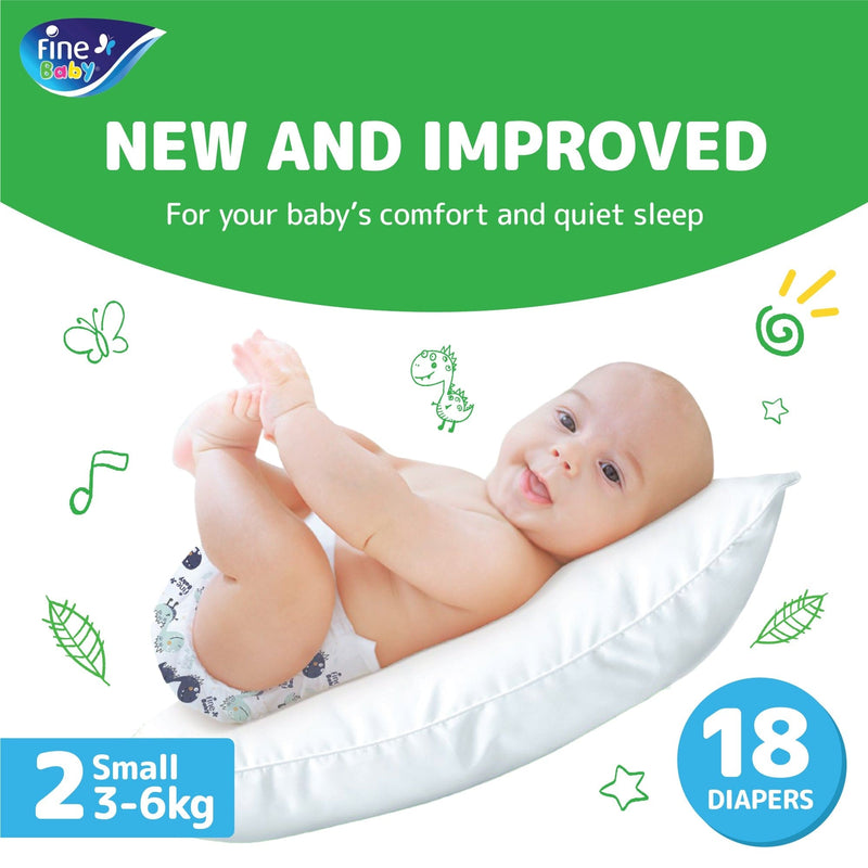 Fine Baby Diapers, Size 2, Small, 3-6 kg, 18 Diaper