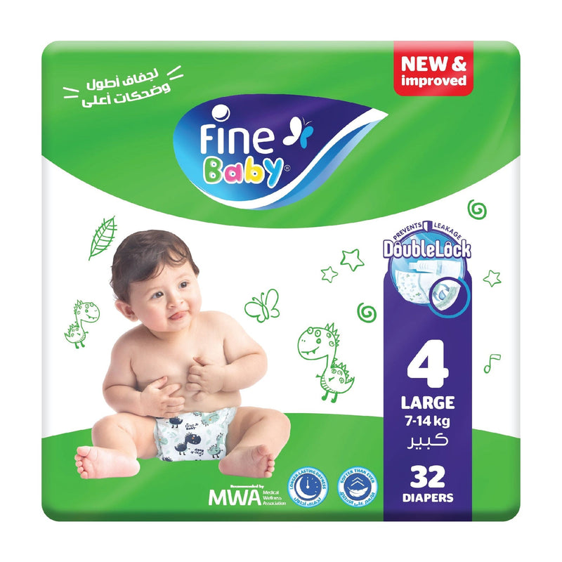 Fine Baby, Size 4, Large 7 - 14 kg, 32 Diapers
