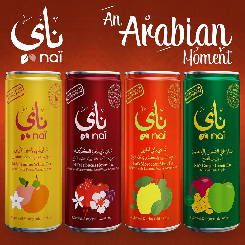 Nai's Moroccan Mint Iced Tea, 100% Natural, Ready-to-Drink, 250ml Can – Sugar Free