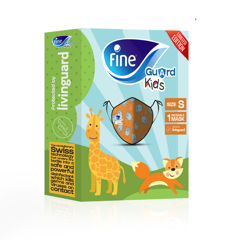 Fine Guard Reusable Kids Face Mask With Livinguard Technology, Limited Edition - Small (Orange/Pink)