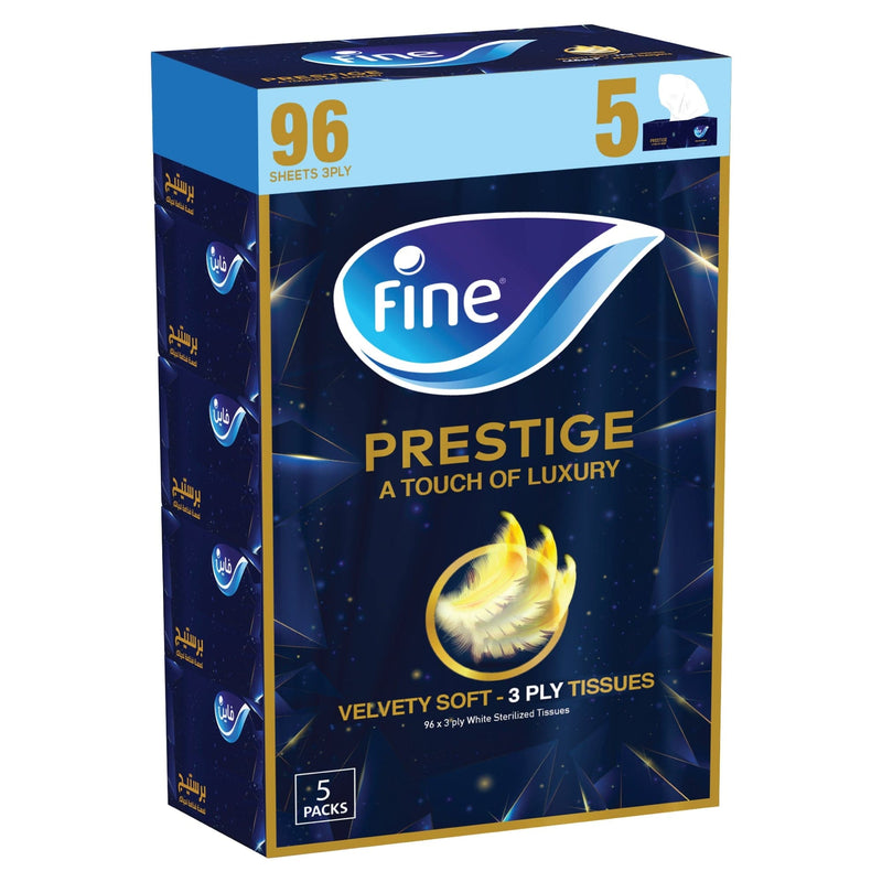 Fine Prestige Facial Tissue 96 sheets x 3 Ply, Pack of 5