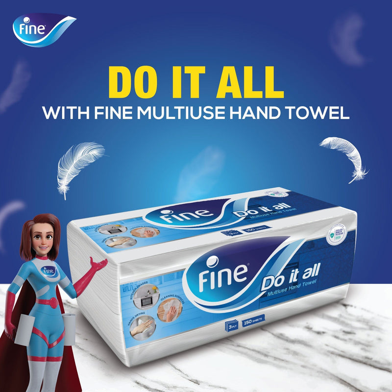 Fine, Do it All Kitchen Paper hand Towel, 1 pack of 200 sheets X 2 ply Multiuse