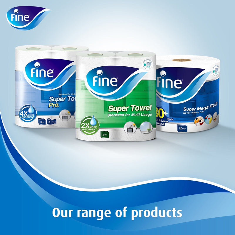 Fine Super Towel Pro Kitchen paper, 2 Rolls 60 Sheets x 3 Ply