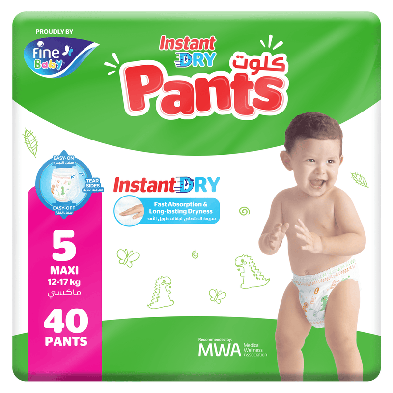 Fine Baby Instant Dry Pants Size 5 Maxi 12-17kg 40 Diapers