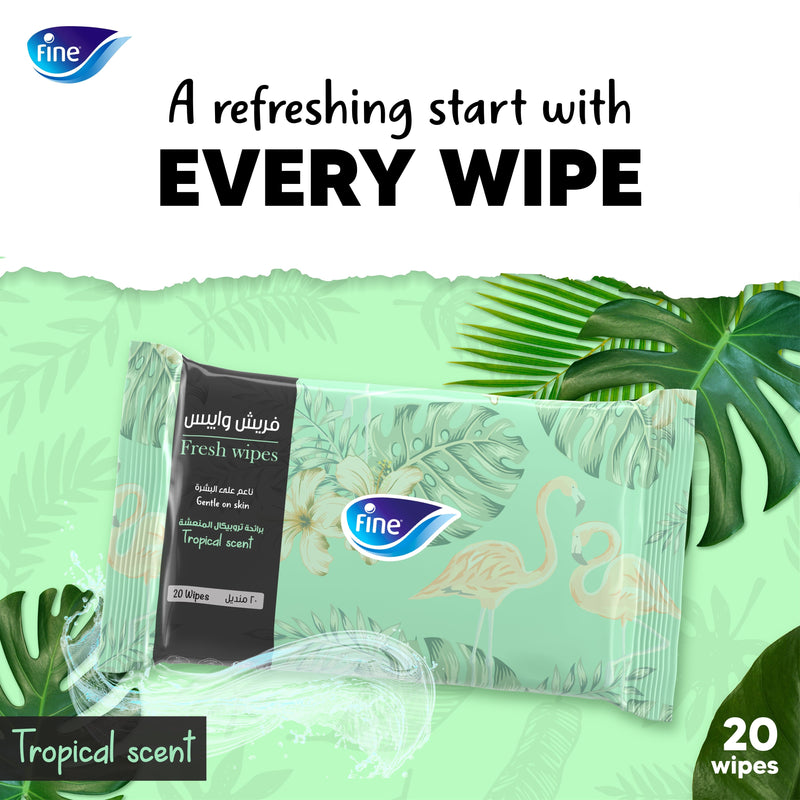 Fine, Fresh Wipes Tropical Scent, 20 sheets Wipes