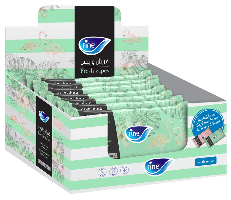 Fine, Fresh Wipes Tropical Scent, Pack of 8 x 20 Wipes