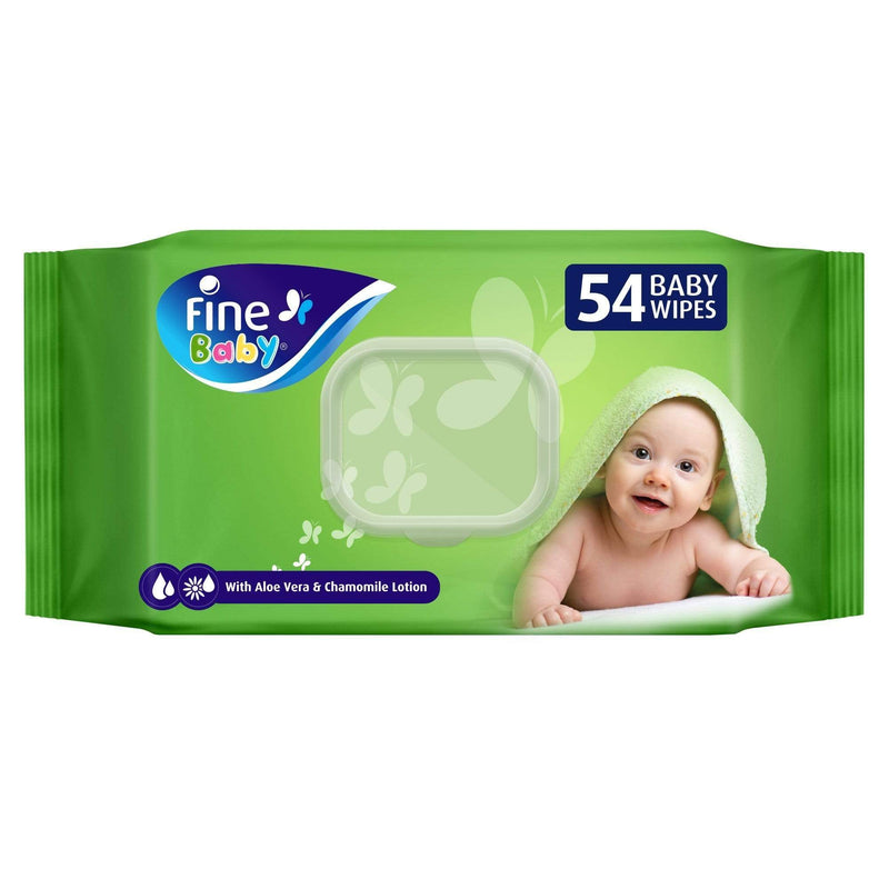 Fine Baby wet wipes 54 sheets X 1 ply - Fine Baby wipes with Aloe vera & chamomile lotion