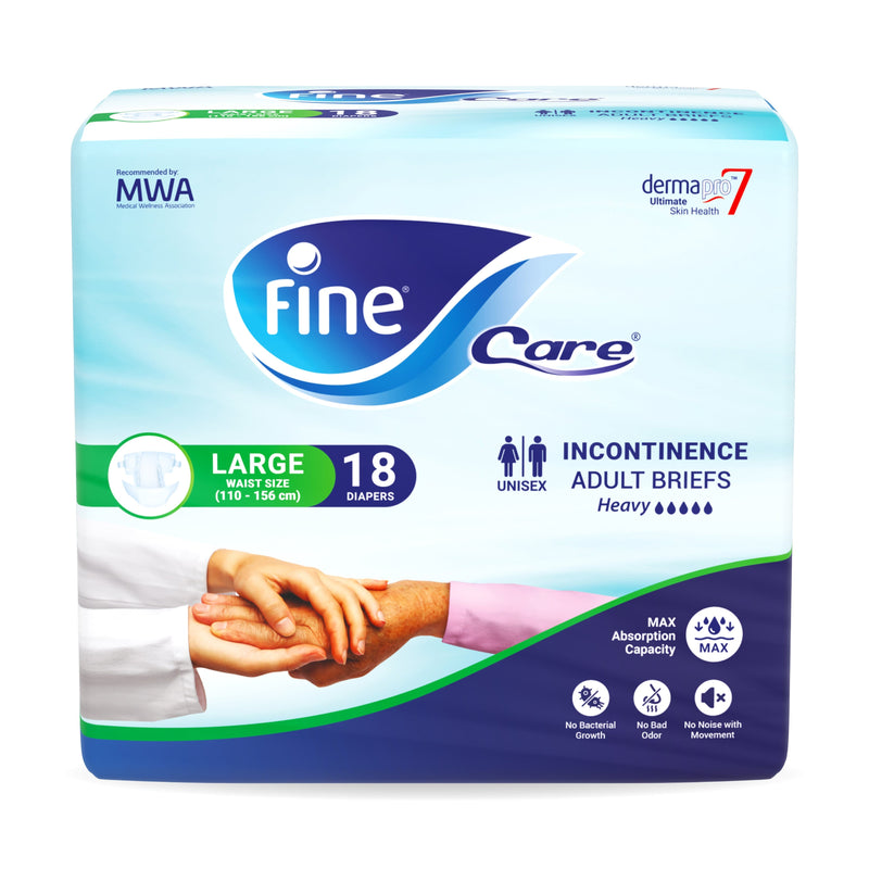 Fine Care Incontinence Unisex Adult Diaper Brief, Large, Waist Size 110 - 156 cm, 18 Diapers