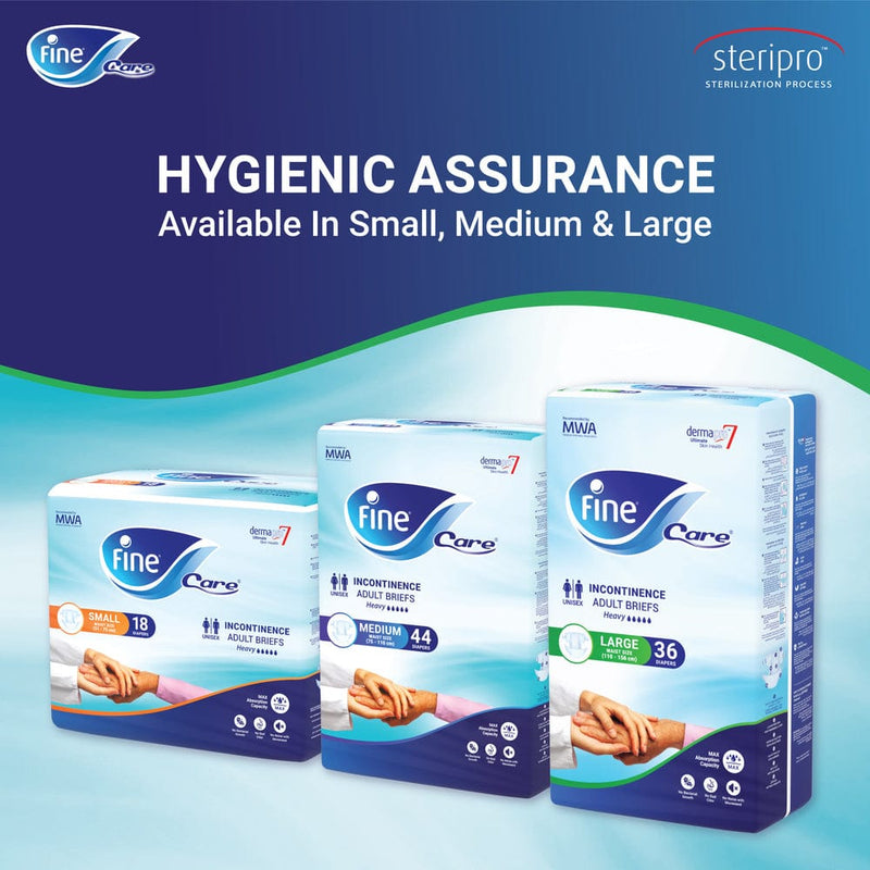 Fine Care Incontinence Unisex Adult Diaper Brief, Large, Waist Size 110 - 156 cm, 18 Diapers