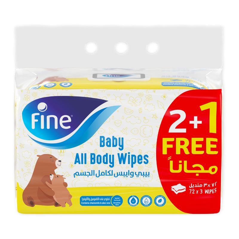 Fine Baby All Body Wipes Bundle of 3