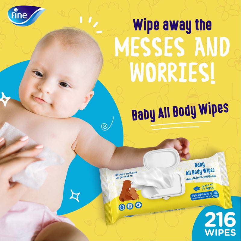 Fine Baby All Body Wipes Bundle of 3