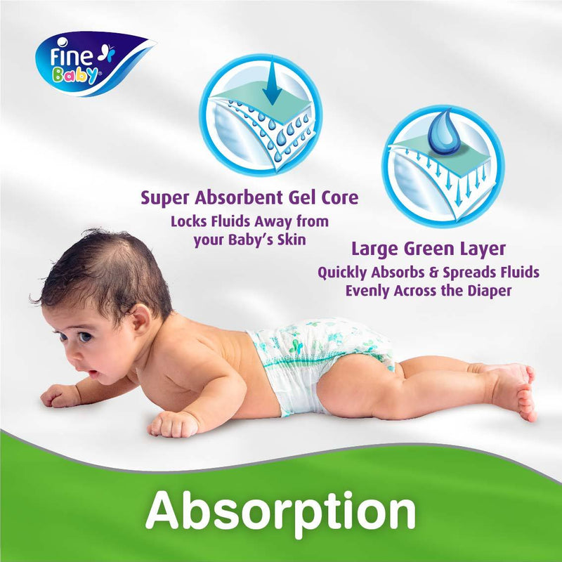Fine Baby Diapers, DoubleLock Technology , Size 2, Small 3-6kg, Jumbo Pack. 68 diaper count